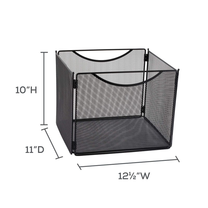 Safco Onyx Mesh Letter-Size File Cube 2170BL Black, Black Powder Coat Finish, Durable Steel Mesh Construction - Image 3
